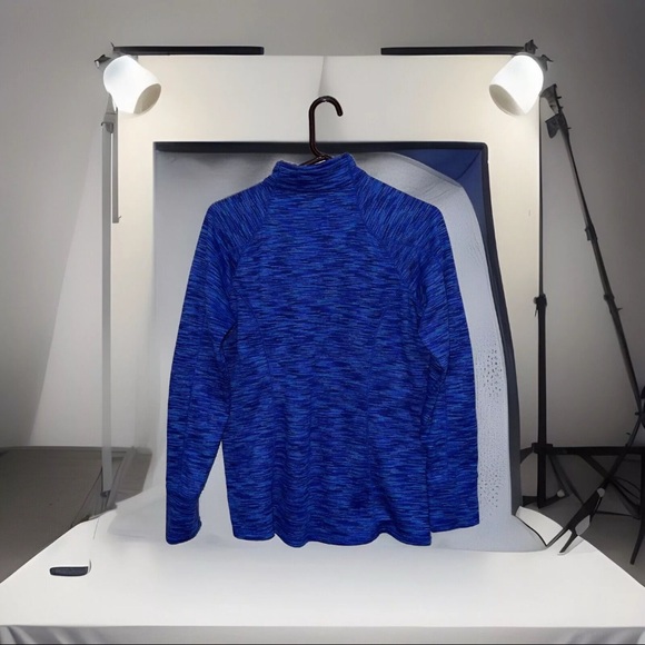 Mizuno Drylite Performance Flex Top 1/4 Zip Pullover Marbled Blue Womens Size L - Picture 2 of 11